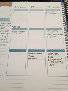 This is what my planner looked like Monday morning. Nice and organized. Not anymore.